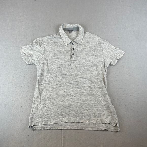 VINCE Mens Sz S Short Sleeve Polo Shirt 100% Linen Heathered Gray - Picture 1 of 10